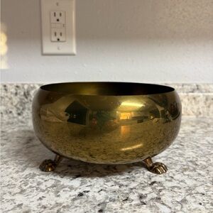 Vintage Brass Claw Footed Planter Bowl
